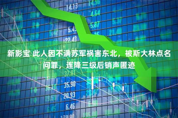新影宝 此人因不满苏军祸害东北，被斯大林点名问罪，连降三级后销声匿迹