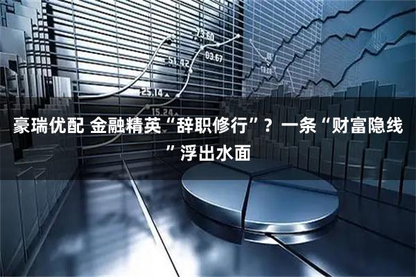 豪瑞优配 金融精英“辞职修行”？一条“财富隐线”浮出水面